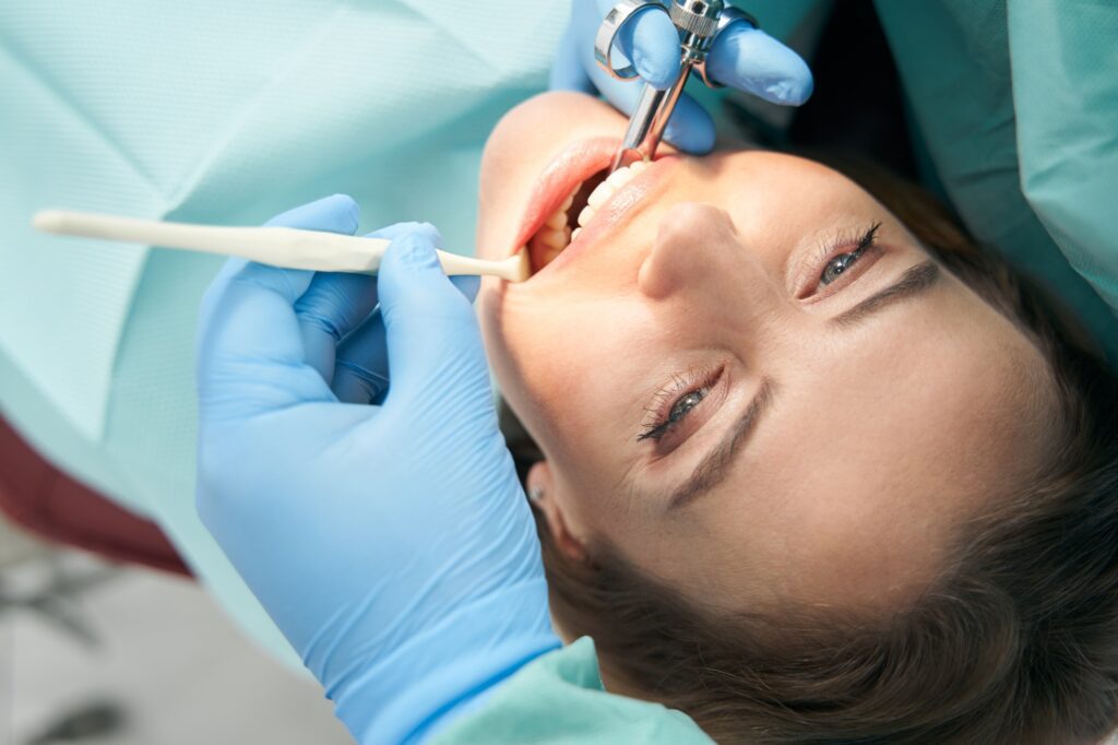 A patient comfortable during dental treatment